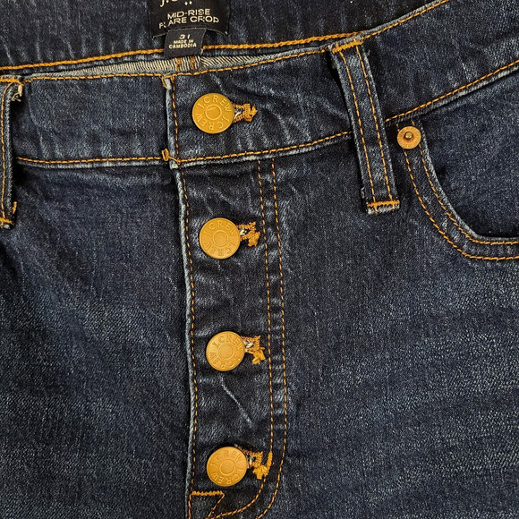 J Crew Jeans Wide Leg Size 31 Mid Rise Flare Crop Button Fly Dark Blue BJ825 - Picture 5 of 12